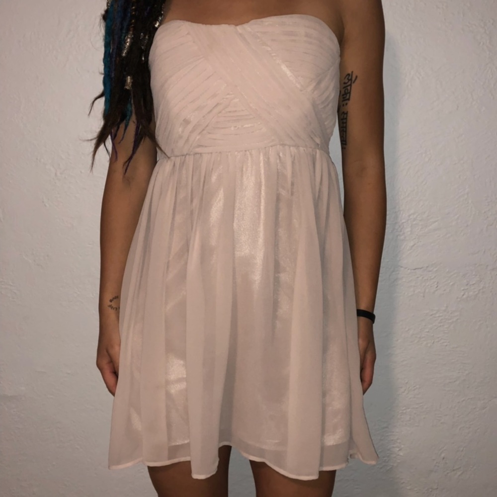 Angelic Nude (Beige) Dress w/ Pleated Chest